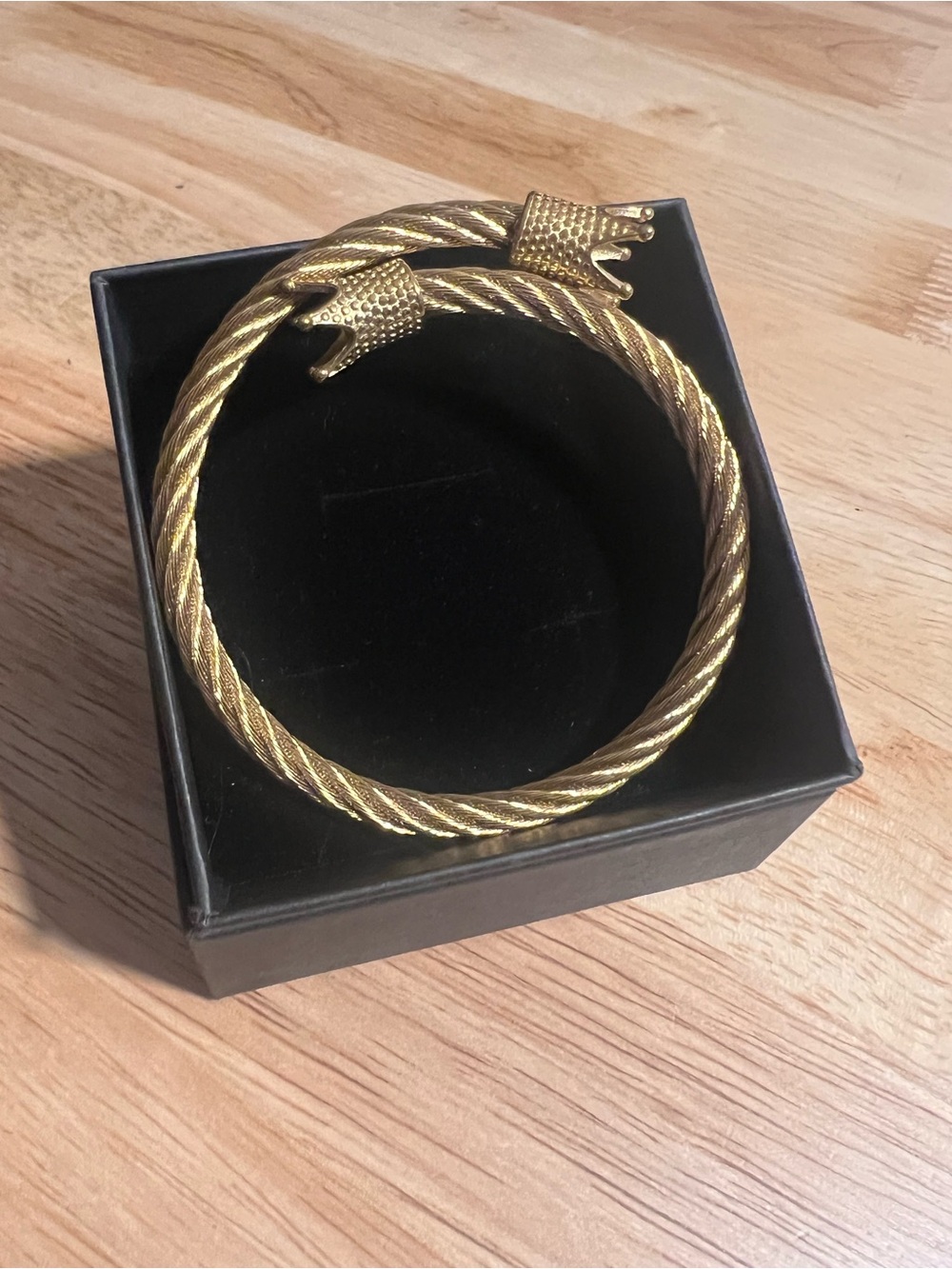 New Gold-Tone Twisted Crown Cable Cuff Bracelet